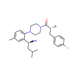 Cc1ccc(N2CCN(C(=O)[C@H](C)Cc3ccc(Cl)cc3)CC2)c([C@@H](N)CC(C)C)c1 ZINC000034892377