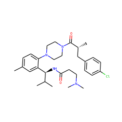 Cc1ccc(N2CCN(C(=O)[C@H](C)Cc3ccc(Cl)cc3)CC2)c([C@@H](NC(=O)CCN(C)C)C(C)C)c1 ZINC000028867163