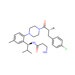 Cc1ccc(N2CCN(C(=O)[C@H](C)Cc3ccc(Cl)cc3)CC2)c([C@@H](NC(=O)CCN)C(C)C)c1 ZINC000028867174