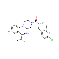 Cc1ccc(N2CCN(C(=O)[C@H](C)Cc3ccc(Cl)cc3C)CC2)c([C@@H](N)C(C)C)c1 ZINC000028867135