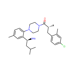 Cc1ccc(N2CCN(C(=O)[C@H](C)Cc3ccc(Cl)cc3C)CC2)c([C@@H](N)CC(C)C)c1 ZINC000036285768