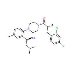 Cc1ccc(N2CCN(C(=O)[C@H](C)Cc3ccc(Cl)cc3Cl)CC2)c([C@@H](N)CC(C)C)c1 ZINC000036285749