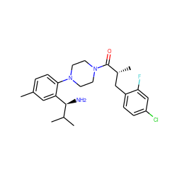 Cc1ccc(N2CCN(C(=O)[C@H](C)Cc3ccc(Cl)cc3F)CC2)c([C@@H](N)C(C)C)c1 ZINC000028867131