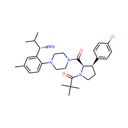 Cc1ccc(N2CCN(C(=O)[C@H]3[C@@H](c4ccc(Cl)cc4)CCN3C(=O)C(C)(C)C)CC2)c([C@@H](N)C(C)C)c1 ZINC000029041038