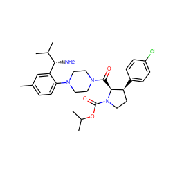 Cc1ccc(N2CCN(C(=O)[C@H]3[C@@H](c4ccc(Cl)cc4)CCN3C(=O)OC(C)C)CC2)c([C@@H](N)C(C)C)c1 ZINC000029041066