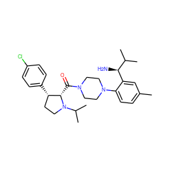 Cc1ccc(N2CCN(C(=O)[C@H]3[C@@H](c4ccc(Cl)cc4)CCN3C(C)C)CC2)c([C@@H](N)C(C)C)c1 ZINC000029041032