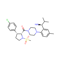 Cc1ccc(N2CCN(C(=O)[C@H]3[C@@H](c4ccc(Cl)cc4)CCN3S(C)(=O)=O)CC2)c([C@@H](N)C(C)C)c1 ZINC000029041112