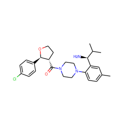 Cc1ccc(N2CCN(C(=O)[C@H]3CCO[C@@H]3c3ccc(Cl)cc3)CC2)c([C@@H](N)C(C)C)c1 ZINC000029039399