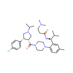 Cc1ccc(N2CCN(C(=O)[C@H]3CN(C(C)C)C[C@H]3c3ccc(Cl)cc3)CC2)c([C@@H](NC(=O)CCN(C)C)C(C)C)c1 ZINC000029131368