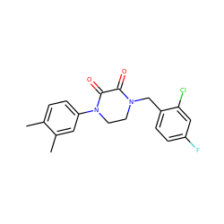 Cc1ccc(N2CCN(Cc3ccc(F)cc3Cl)C(=O)C2=O)cc1C ZINC000095565888