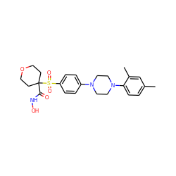 Cc1ccc(N2CCN(c3ccc(S(=O)(=O)C4(C(=O)NO)CCOCC4)cc3)CC2)c(C)c1 ZINC000053227578