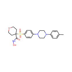 Cc1ccc(N2CCN(c3ccc(S(=O)(=O)C4(C(=O)NO)CCOCC4)cc3)CC2)cc1 ZINC000049045625