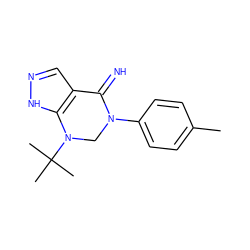 Cc1ccc(N2CN(C(C)(C)C)c3[nH]ncc3C2=N)cc1 ZINC000027891623