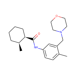 Cc1ccc(NC(=O)[C@@H]2CCCC[C@@H]2C)cc1CN1CCOCC1 ZINC000045291462