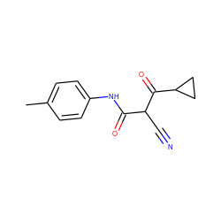 Cc1ccc(NC(=O)C(C#N)C(=O)C2CC2)cc1 ZINC000100784895