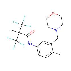 Cc1ccc(NC(=O)C(C)(C(F)(F)F)C(F)(F)F)cc1CN1CCOCC1 ZINC000045299783