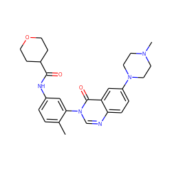 Cc1ccc(NC(=O)C2CCOCC2)cc1-n1cnc2ccc(N3CCN(C)CC3)cc2c1=O ZINC000084652520