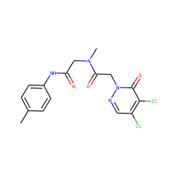 Cc1ccc(NC(=O)CN(C)C(=O)Cn2ncc(Cl)c(Cl)c2=O)cc1 ZINC000003323729