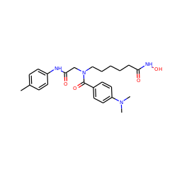 Cc1ccc(NC(=O)CN(CCCCCC(=O)NO)C(=O)c2ccc(N(C)C)cc2)cc1 ZINC001772650939