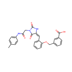 Cc1ccc(NC(=O)CN2C(=O)N/C(=C/c3ccccc3OCc3cccc(C(=O)O)c3)C2=O)cc1 ZINC000008815741