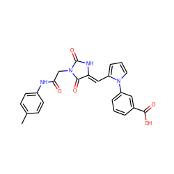 Cc1ccc(NC(=O)CN2C(=O)N/C(=C\c3cccn3-c3cccc(C(=O)O)c3)C2=O)cc1 ZINC000003659223