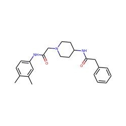 Cc1ccc(NC(=O)CN2CCC(NC(=O)Cc3ccccc3)CC2)cc1C ZINC000004908667