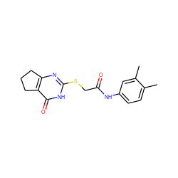 Cc1ccc(NC(=O)CSc2nc3c(c(=O)[nH]2)CCC3)cc1C ZINC000008578813