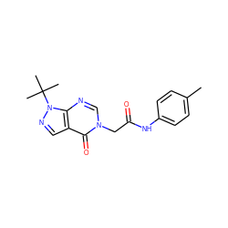 Cc1ccc(NC(=O)Cn2cnc3c(cnn3C(C)(C)C)c2=O)cc1 ZINC000004143748