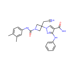 Cc1ccc(NC(=O)N2CC(CC#N)(n3cc(C(N)=O)c(Nc4ccccc4)n3)C2)cc1C ZINC000222077969