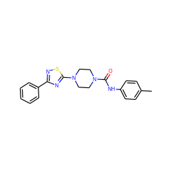 Cc1ccc(NC(=O)N2CCN(c3nc(-c4ccccc4)ns3)CC2)cc1 ZINC000034836585