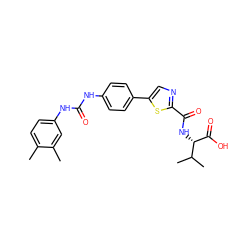 Cc1ccc(NC(=O)Nc2ccc(-c3cnc(C(=O)N[C@H](C(=O)O)C(C)C)s3)cc2)cc1C ZINC000096272771