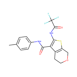 Cc1ccc(NC(=O)c2c(NC(=O)C(F)(F)F)sc3c2CCOC3)cc1 ZINC001772604974