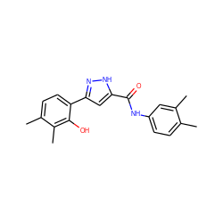 Cc1ccc(NC(=O)c2cc(-c3ccc(C)c(C)c3O)n[nH]2)cc1C ZINC000013125564