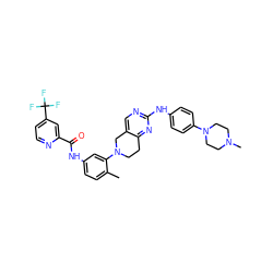 Cc1ccc(NC(=O)c2cc(C(F)(F)F)ccn2)cc1N1CCc2nc(Nc3ccc(N4CCN(C)CC4)cc3)ncc2C1 ZINC000146203209