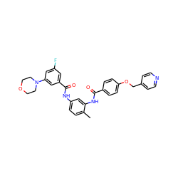 Cc1ccc(NC(=O)c2cc(F)cc(N3CCOCC3)c2)cc1NC(=O)c1ccc(OCc2ccncc2)cc1 ZINC000028388575