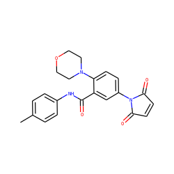 Cc1ccc(NC(=O)c2cc(N3C(=O)C=CC3=O)ccc2N2CCOCC2)cc1 ZINC000000794603