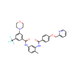 Cc1ccc(NC(=O)c2cc(N3CCOCC3)cc(C(F)(F)F)c2)cc1NC(=O)c1ccc(OCc2ccccn2)cc1 ZINC000028389276