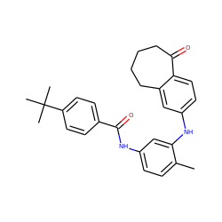 Cc1ccc(NC(=O)c2ccc(C(C)(C)C)cc2)cc1Nc1ccc2c(c1)CCCCC2=O ZINC000095572775