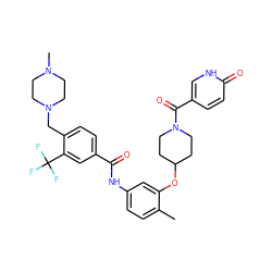 Cc1ccc(NC(=O)c2ccc(CN3CCN(C)CC3)c(C(F)(F)F)c2)cc1OC1CCN(C(=O)c2ccc(=O)[nH]c2)CC1 ZINC001772652984