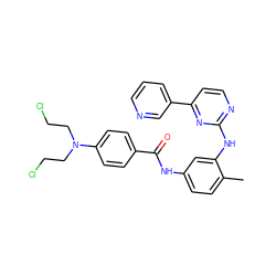 Cc1ccc(NC(=O)c2ccc(N(CCCl)CCCl)cc2)cc1Nc1nccc(-c2cccnc2)n1 ZINC000014209578