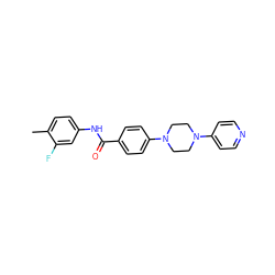 Cc1ccc(NC(=O)c2ccc(N3CCN(c4ccncc4)CC3)cc2)cc1F ZINC000045192422