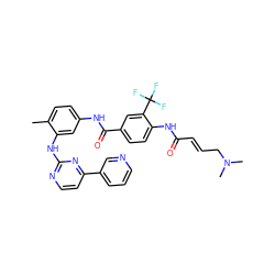 Cc1ccc(NC(=O)c2ccc(NC(=O)/C=C/CN(C)C)c(C(F)(F)F)c2)cc1Nc1nccc(-c2cccnc2)n1 ZINC000141405080