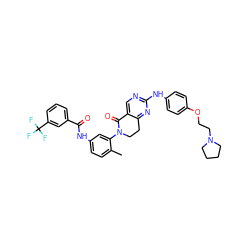 Cc1ccc(NC(=O)c2cccc(C(F)(F)F)c2)cc1N1CCc2nc(Nc3ccc(OCCN4CCCC4)cc3)ncc2C1=O ZINC000199036965