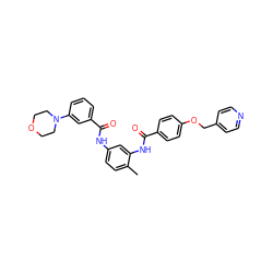 Cc1ccc(NC(=O)c2cccc(N3CCOCC3)c2)cc1NC(=O)c1ccc(OCc2ccncc2)cc1 ZINC000028392500