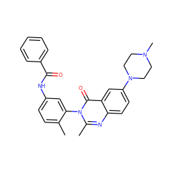 Cc1ccc(NC(=O)c2ccccc2)cc1-n1c(C)nc2ccc(N3CCN(C)CC3)cc2c1=O ZINC000084670982