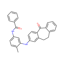 Cc1ccc(NC(=O)c2ccccc2)cc1Nc1ccc2c(c1)CCc1ccccc1C2=O ZINC000095574494