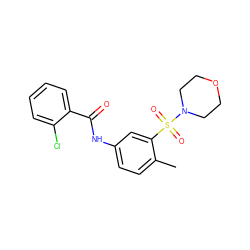 Cc1ccc(NC(=O)c2ccccc2Cl)cc1S(=O)(=O)N1CCOCC1 ZINC000006286111