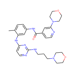 Cc1ccc(NC(=O)c2ccnc(N3CCOCC3)c2)cc1Nc1ccnc(NCCCN2CCOCC2)n1 ZINC000028388809