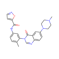 Cc1ccc(NC(=O)c2ccno2)cc1-n1cnc2ccc(N3CCN(C)CC3)cc2c1=O ZINC000084652820