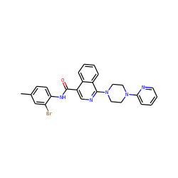 Cc1ccc(NC(=O)c2cnc(N3CCN(c4ccccn4)CC3)c3ccccc23)c(Br)c1 ZINC000027534657